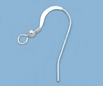 SILVER FLAT FRENCH BALL AND COIL EARWIRE