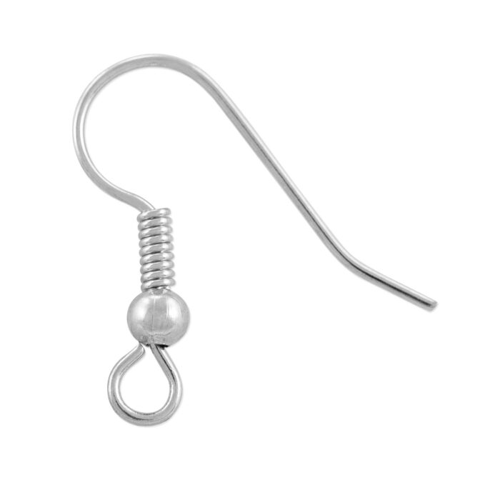 SILVER BALL AND COIL EARWIRE