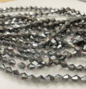 HEMATITE 8X8MM FACETED BICONES