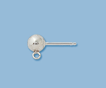 31350 SILVER EARPOST WITH BALL AND JUMP RING